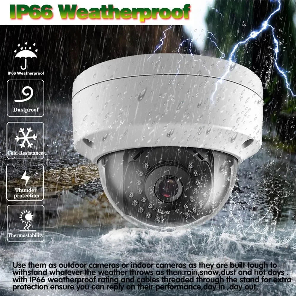 4K POE IP CCTV Dome Security Camera Outdoor Waterproof  Motion Detection Smart Night Vision POE Camera Video Surveillance System