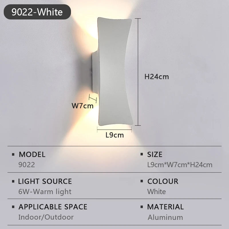 LED Wall Lamp Indoor and Outdoor IP65 Waterproof White/black Modern Minimalist Aluminum Home Light Porch Garden Light AC85-265V