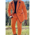 Orange Men Suits 2 Pieces Black Trimming Peaked Lapel Costume Homme Wedding Groom Tailored Made Blazer Sets