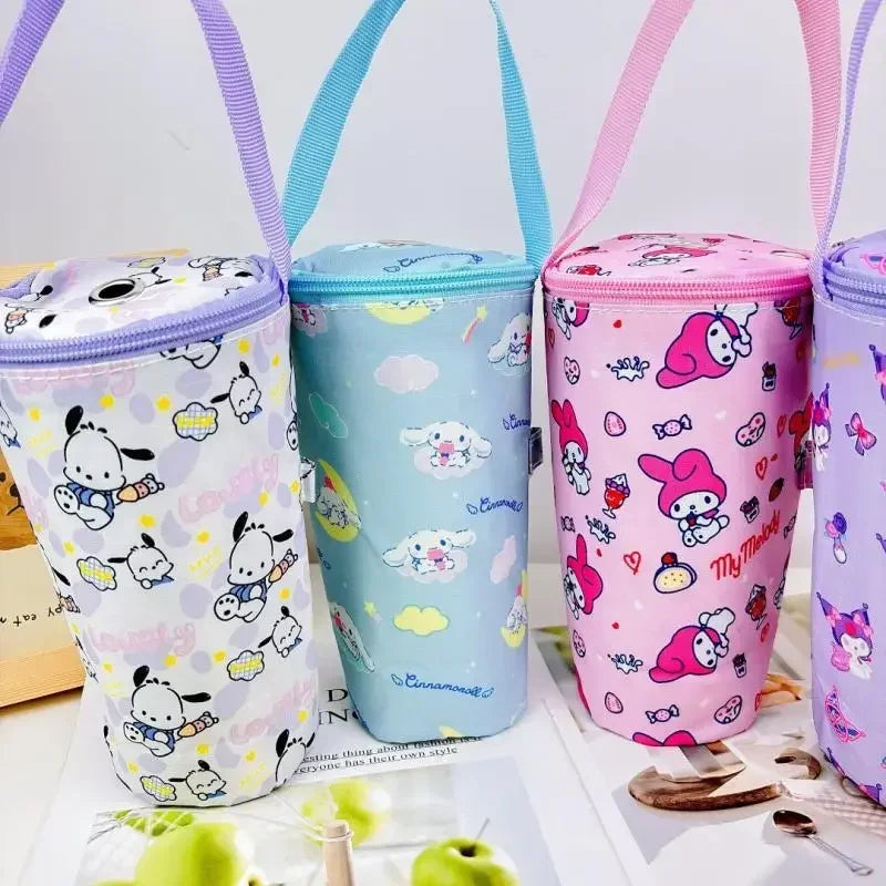 Sanrio Handheld Water Cup Bag Hello Kitty Cold Insulation Heat Preservation Portable Cartoon Water Bottle Pocket Kawaii Outdoors