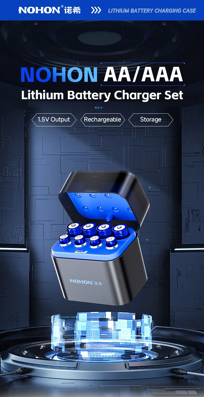 NOHON Rechargeable Lithium Battery AA 3600mWh/AAA 1300mWh Original Batteries High Capacity 1.5V Battery for Mouse Remote Control