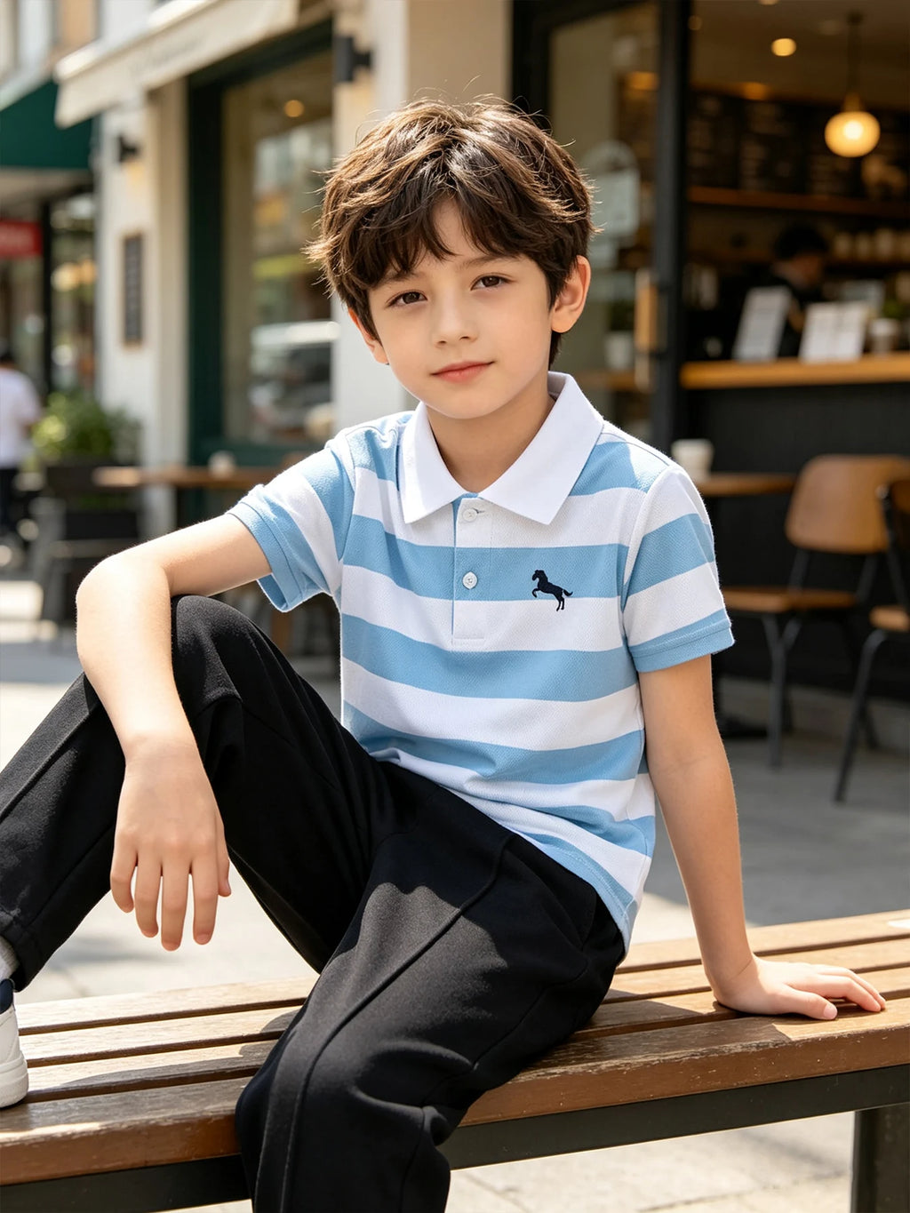 2-piece Summer Children's Casual Suit For Boys Cool Polo Short Sleeved Top Comfortable Solid Color Pocket Pants Trendy Clothing