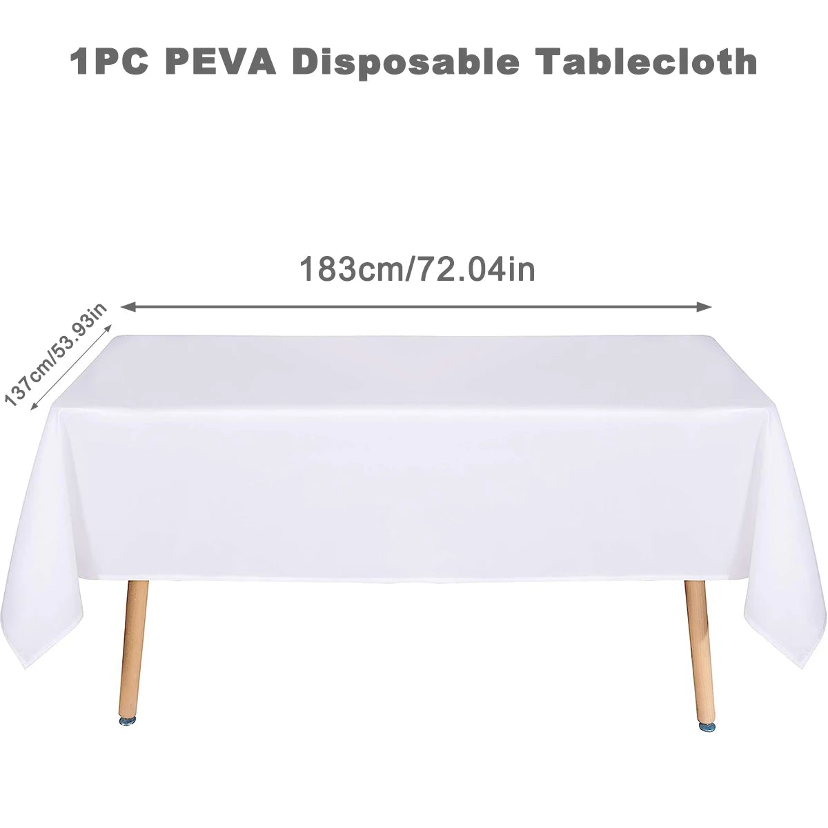 Round Tablecloth White Plastic No Stitch Fabric Elegant Solid Table Cloth for Christmas Birthday Wedding Party Hotel Decoration