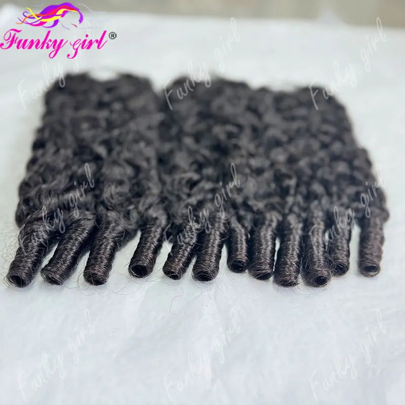 12A Burmese Curly Feather Crochet Human Hair 60g Knotless Pre-Separated Feather Human Hair Crochet Bundles Remy Hair Extensions