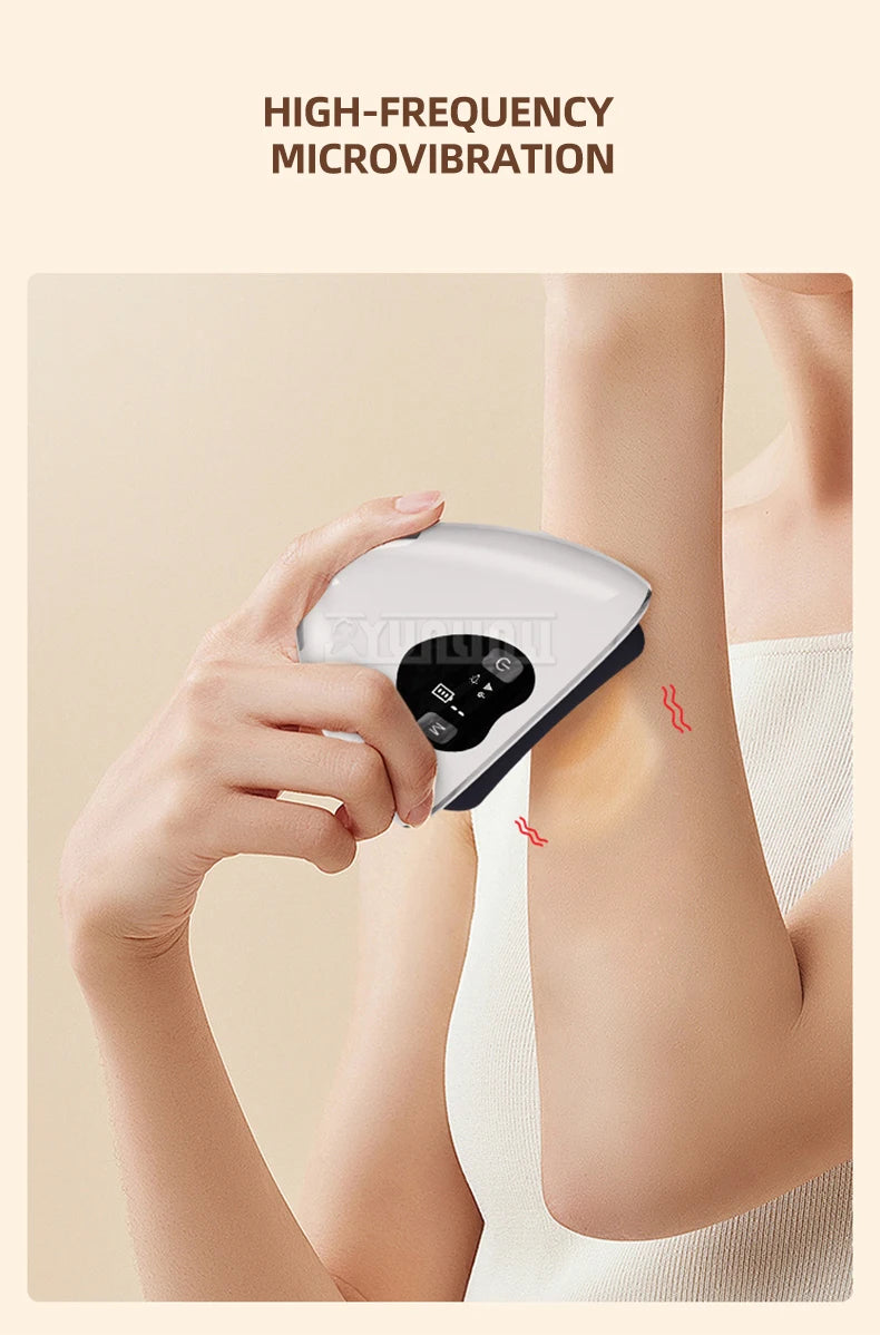 Bianstone Gua Sha Instrument with EMS Micro-current acupuncture point massage around the eyes and bags