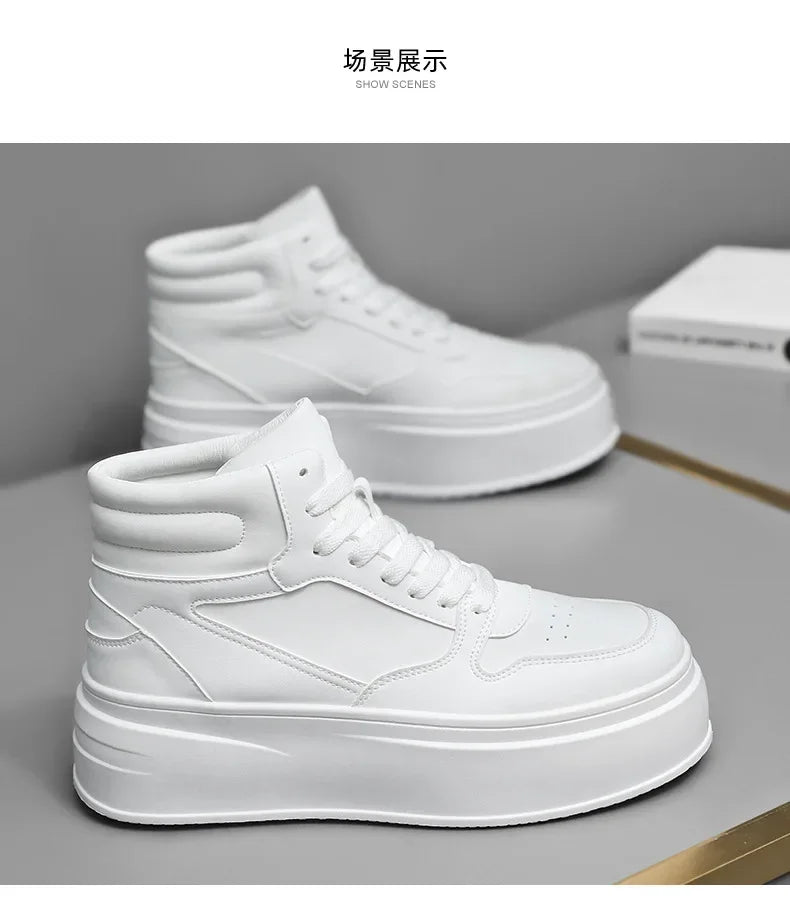 Men Casual Sneakers Platform Ankle Boots High-top Thick Bottom Sneakers Male Outdoor Basketball Shoes Sport Trainers 2025
