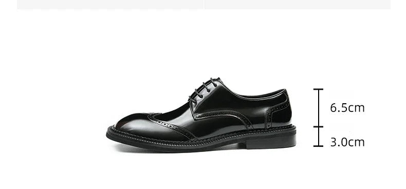 Retro Mens Dress Brogues Shoes Luxury Genuine Leather Round Toe Handmade Fashion Flat Autumn Black Wedding Social Shoes Man 2025