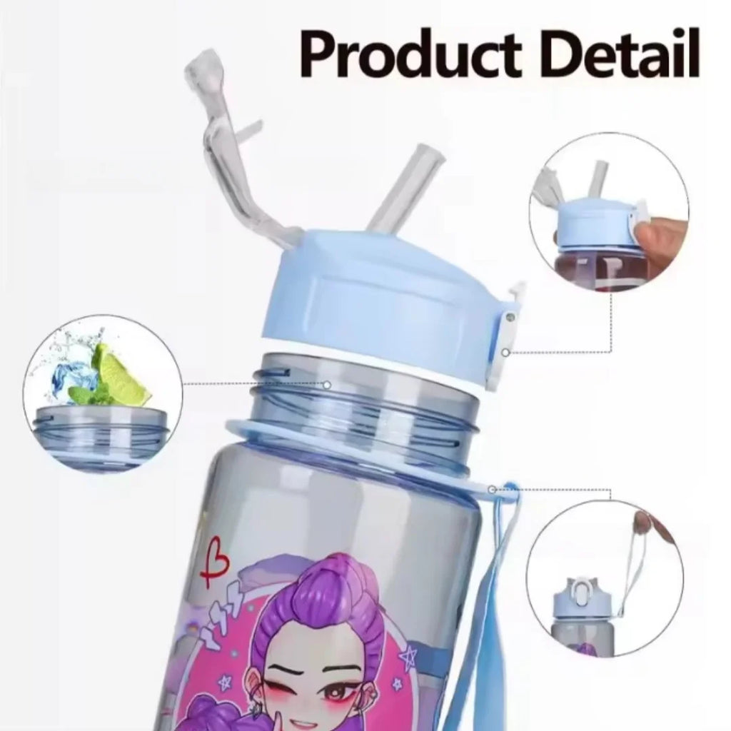 Gradient Water Bottles 750ml High-capacity Drinking Straw Cup Portable Girl Outdoor Bottles Office School