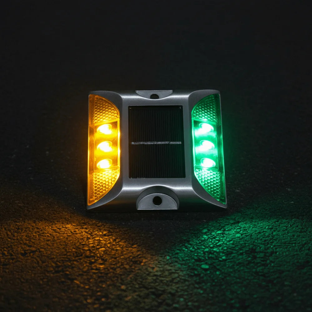 Solar Powered Solar Road Stud Light Outdoor Lighting Portable LED Ground Light Reflective Double Side Solar Energy Spike Lights