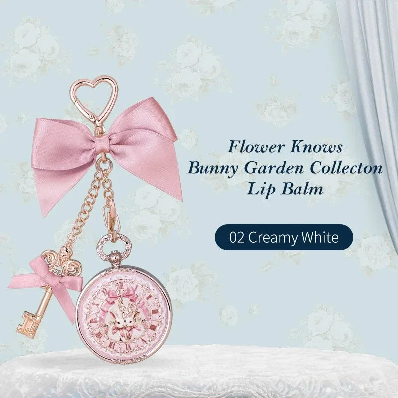 Flower Knows Lip Balm with Hyaluronic Acid and Hydrating Oil Blend Rabbit Garden Girl Heart Cute Anti Crack Lipstick Pendant