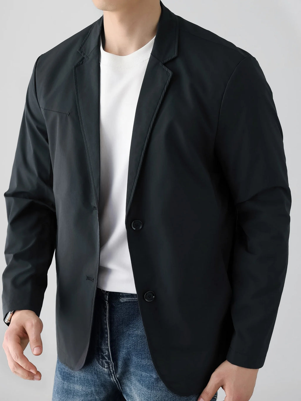 Lightweight Windproof Anti-Wrinkle Slim Fit Men's Business Casual Notch Lapel Suit Jacket Commuting Autumn Polyester Fiber