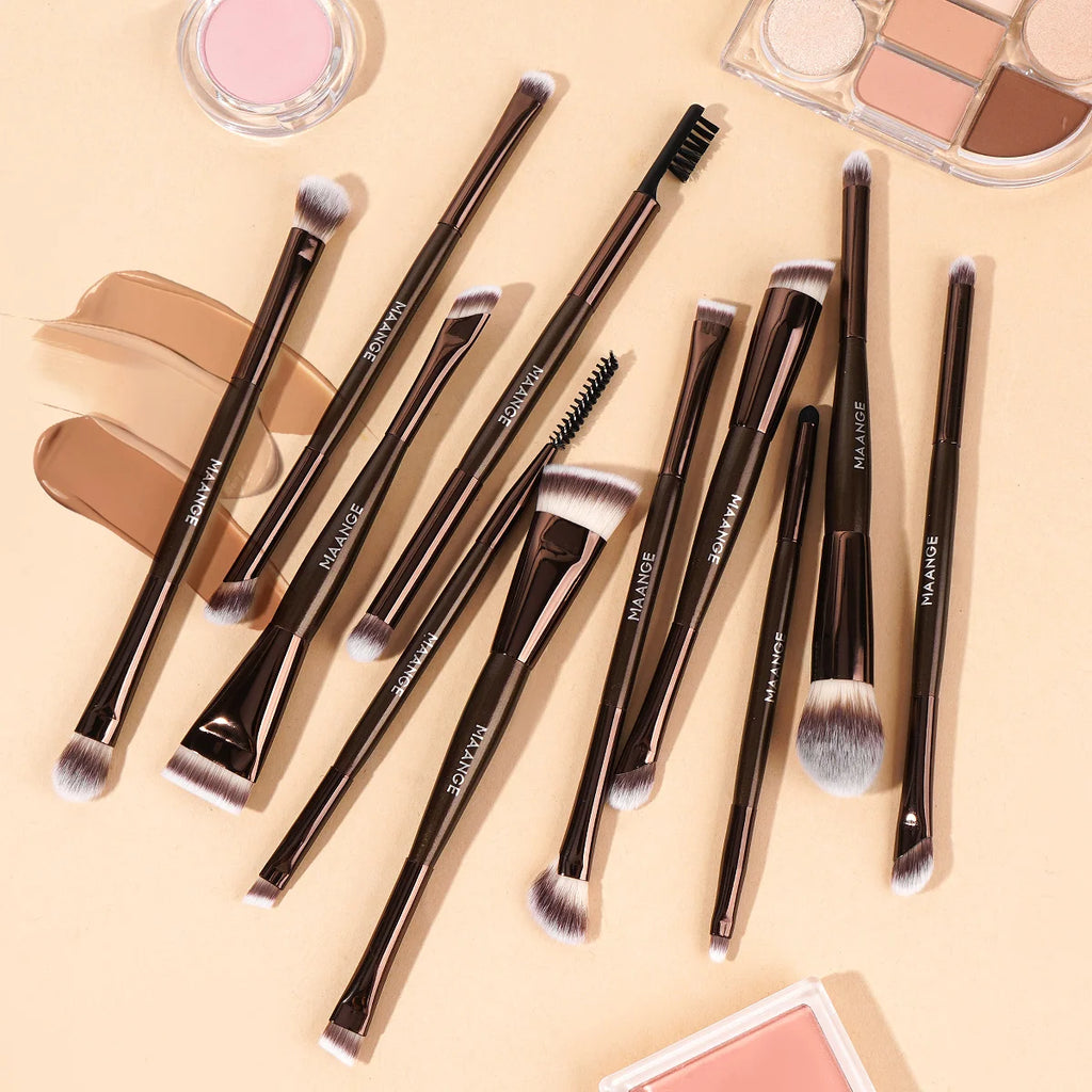 MAANGE 11pcs Makeup Brush Double Head Facial Makeup Brush Contour Brush Eyeshadow Brush Halo Dye Brush Detail Brushes Beauty Kit