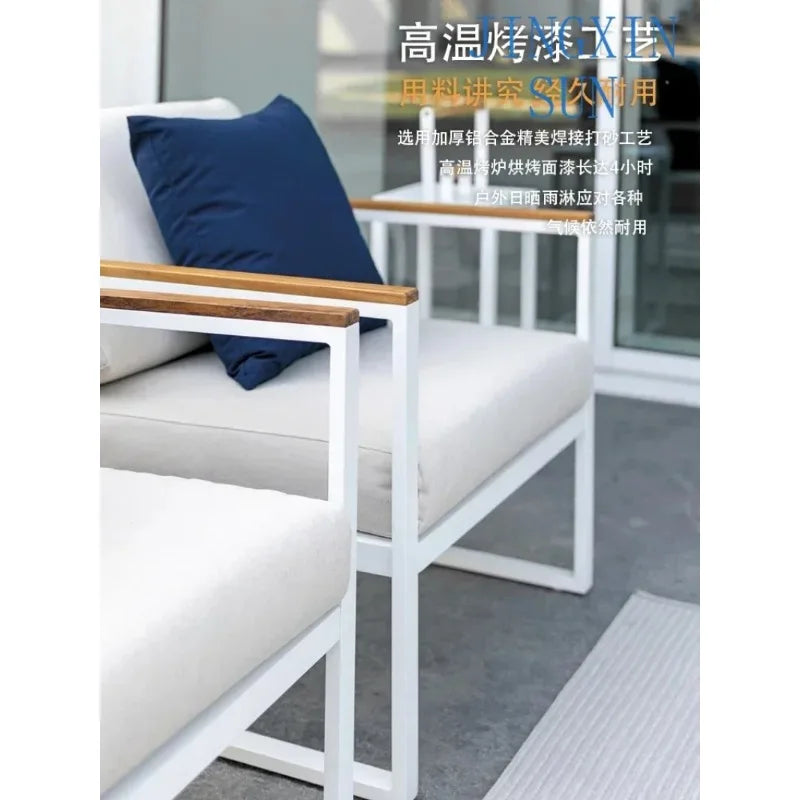 Outdoor leisure iron sofa, courtyard garden villa, hotel, waterproof and sunscreen aluminum alloy sofa