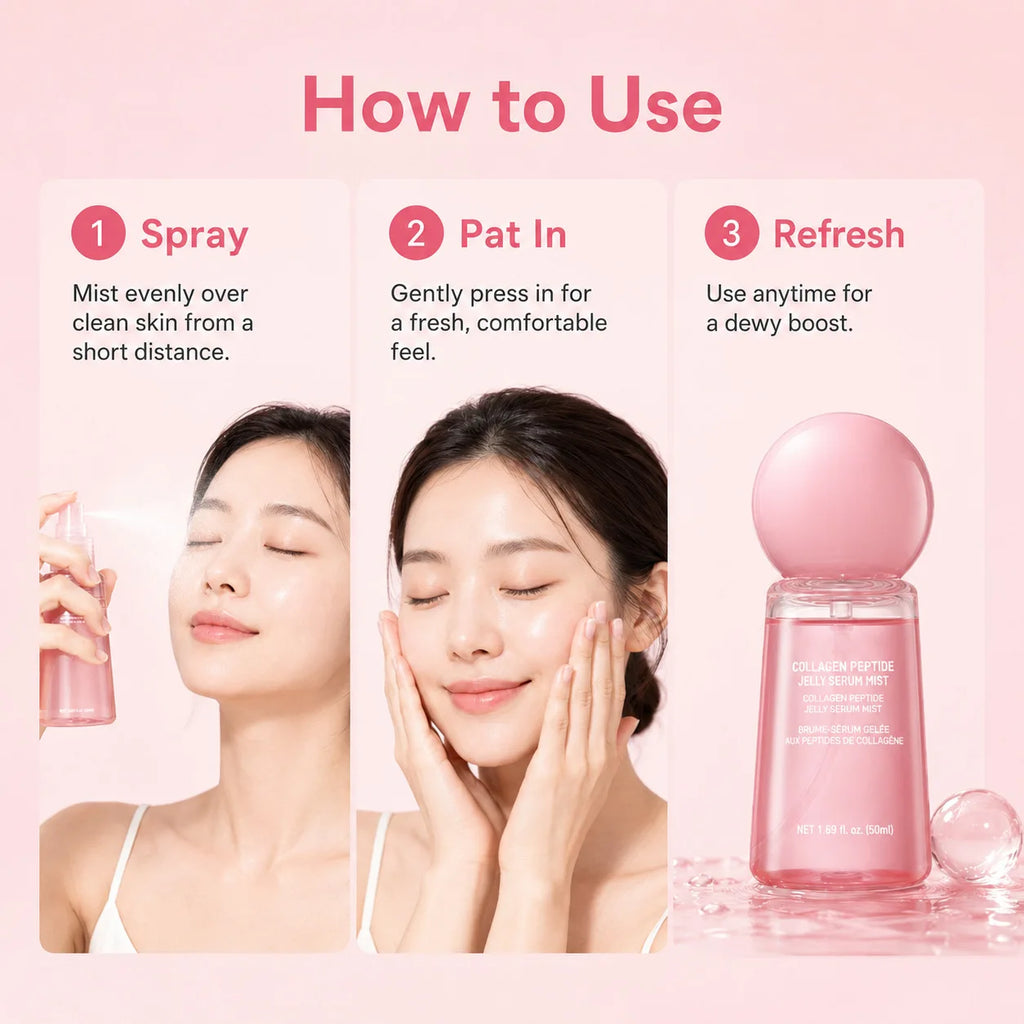 Collagen Peptide Jelly Serum Mist Plumping Smoothing Dry Skin Brighten Firming Deep Hydrating Spray Serum with Collagen Peptides