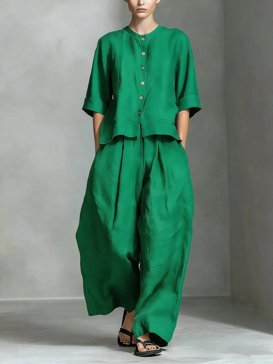 2026 New Women's Fashion Set Elegant Sleeveless Tank Top Modern Wide Leg Pants 2-Piece Outfits Summer Casual Solid Color Set
