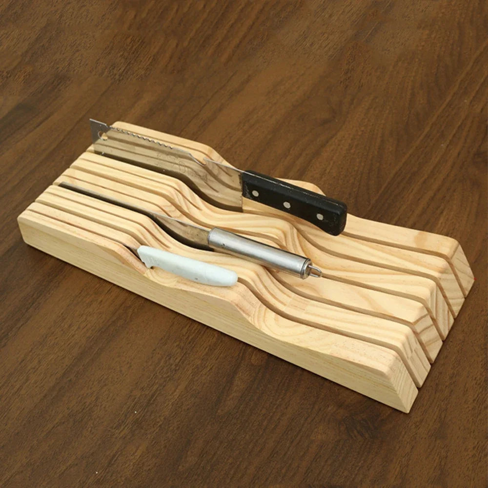 Western Knife Tray Organizer - Wood Knife Organizer - Kitchen Drawer Cutlery Storage Tableware - Container in-drawer Knife Tray