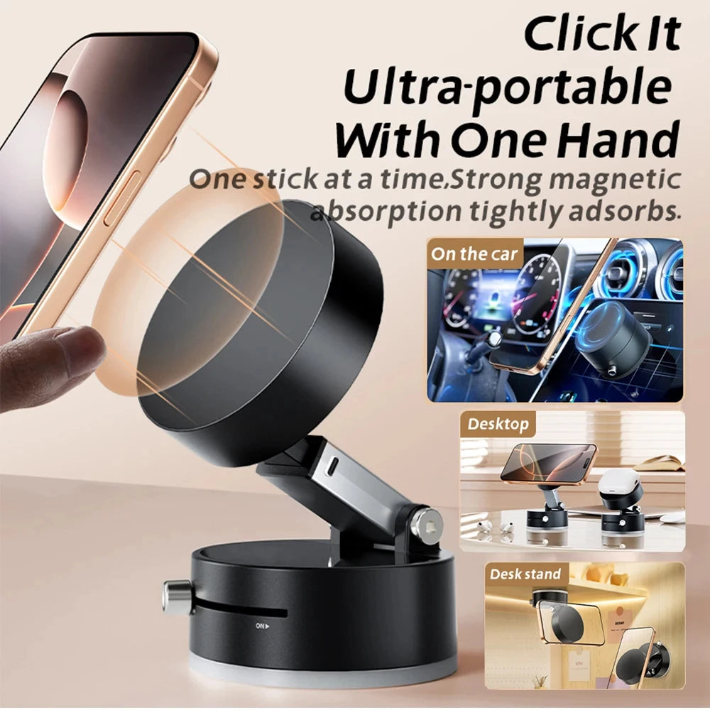 Pack Magnetic Phone Holder with Vacuum Suction Cup for Car, Foldable Mobile Stand for iPhone/ Android - DIY Accessories