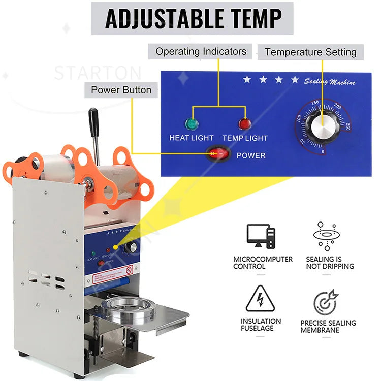 Cheap Price 69mm Wholesale Electric Cup Sealer Small Size Plustic Water Milk Tea Jam Manual Cup Sealing Machine