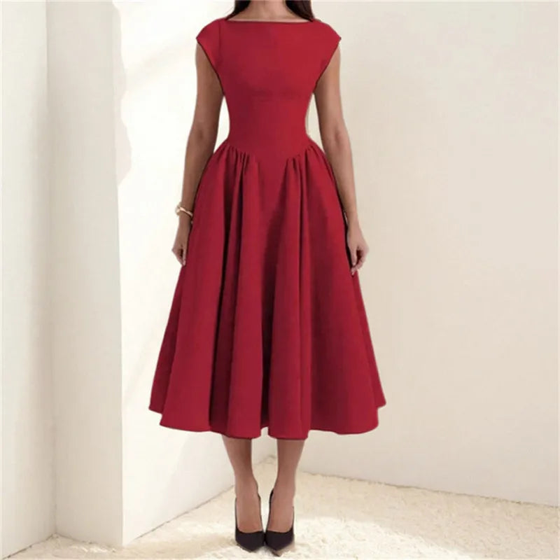 French Pure Lust Fashion Summer Dresses Women's Temperament Elegant Solid Color Slim High Waist Sleeveless Back Hollow Dress