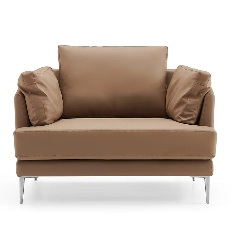 Modern Two-Seater Brown Synthetic Leather Durable Commercial Office Sofa For Home Apartment Workshop Or Living Room Use