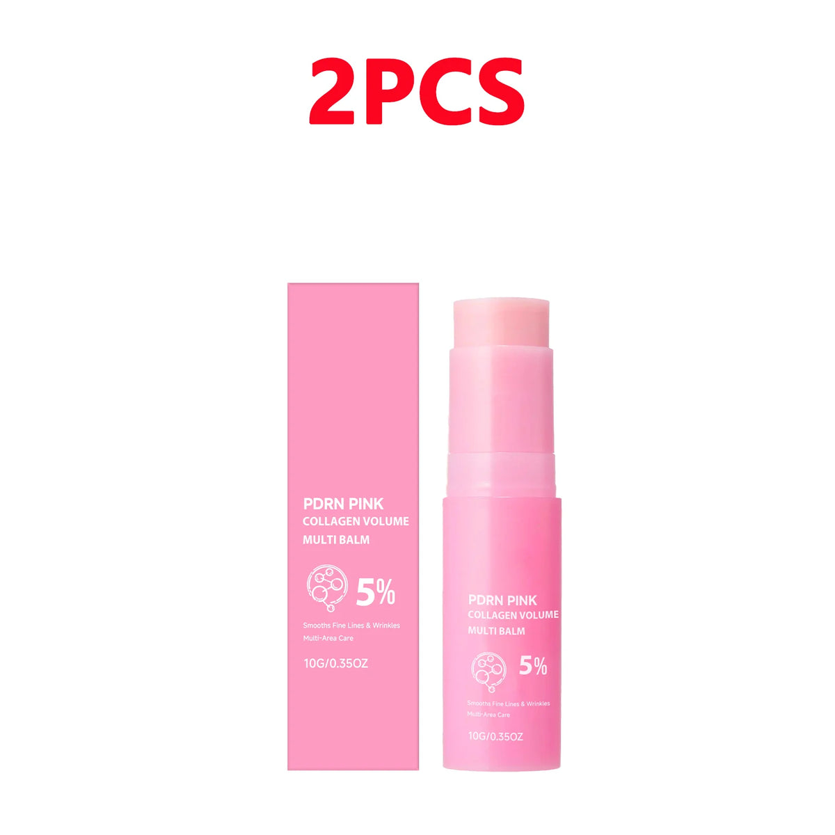 PDRN Pink Collagen Volume Multi Balm Stick Hydrating Plumping Firming Care for Face Neck Under Eyes Lips Fine Lines 10g