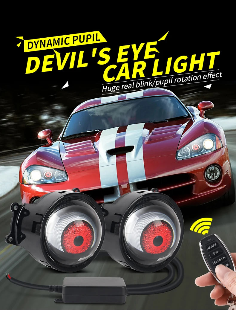 3-inch Devil's Eye Car Accessories Headlights Led Lenses Retrofit Kits Assembly LED Auto Dynamic Lights 12V With Remote Control