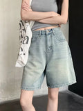 Summer High Waist Retro Jean Shorts for Women Loose Straight Denim Fashion Versatile Leisure Shorts Women's 2026