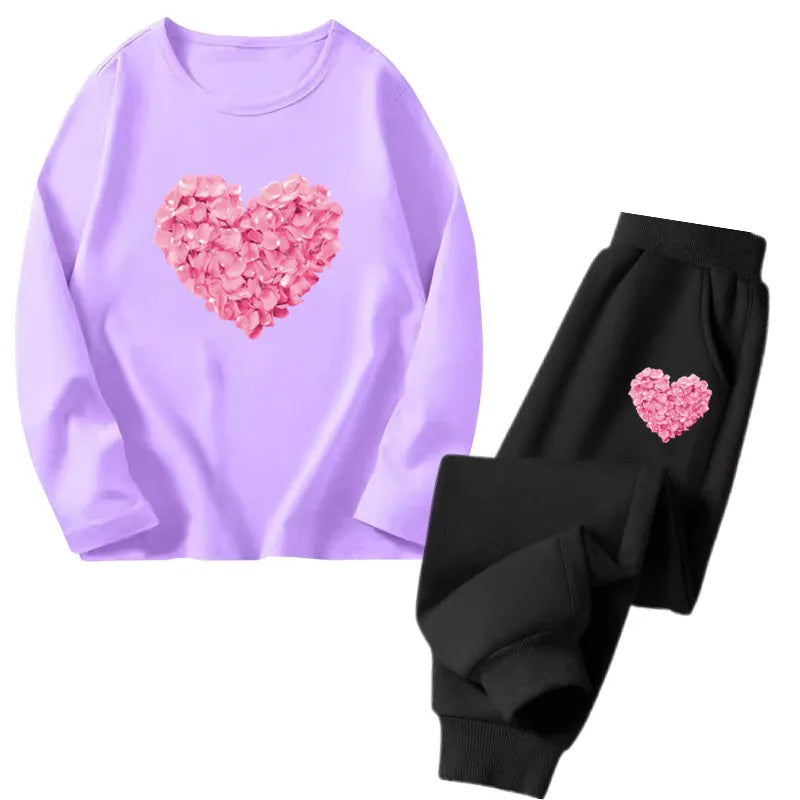 Spring Autumn Toddler Girls Fashion Set Kawaii Print Long Sleeve T-Shirt And Pants Two-Piece Casual Clothing Outfit for Girls