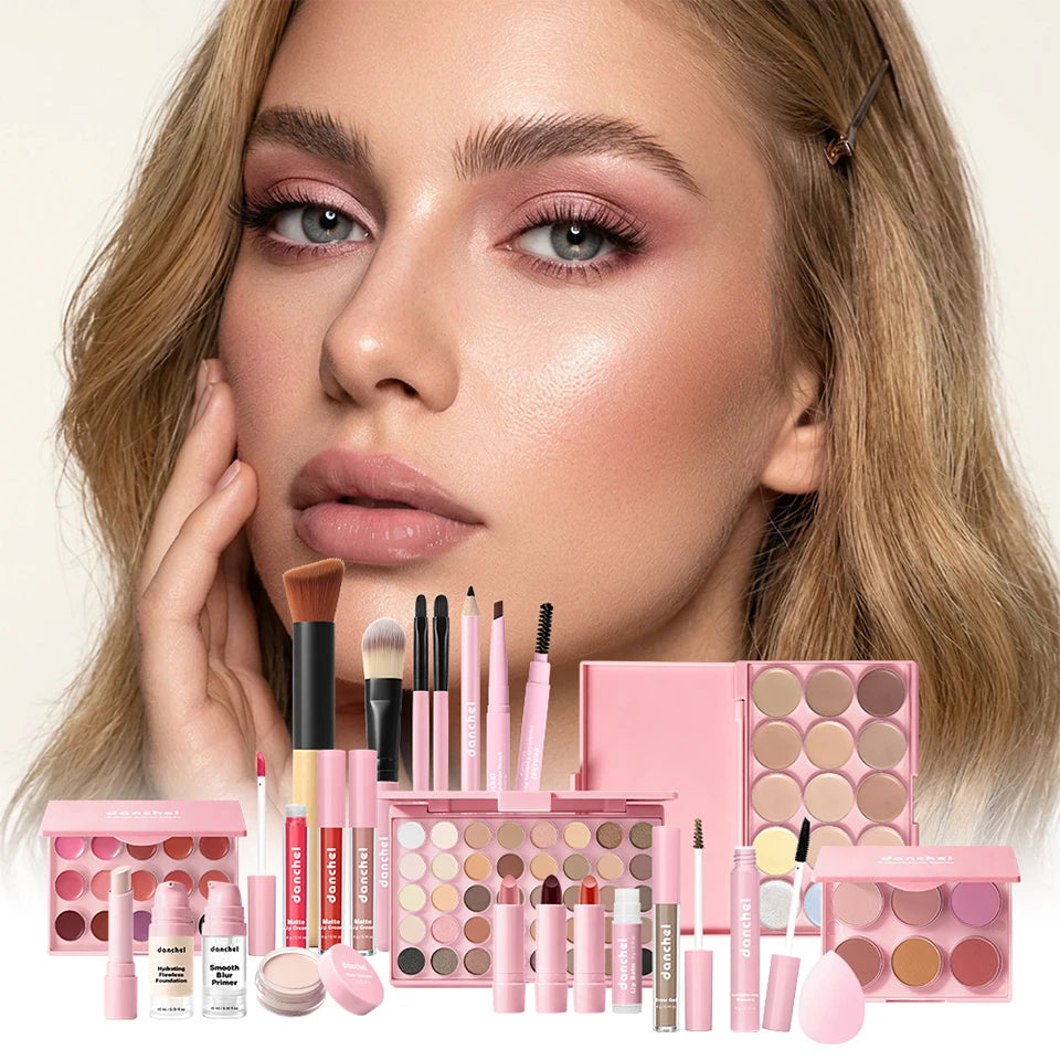 All In One Makeup Set Gathering All Cosmetic Including Base Makeup, Concealer, Contour ,Powder Blusher, Eyebrow Eye, Lip Makeup
