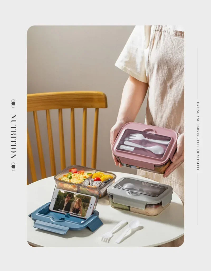 Food-grade Lunch Boxes Home Children's Compartments Bento Box Can Be Heated Microwave Oven Student Rectangle Plastic Lunch Boxes