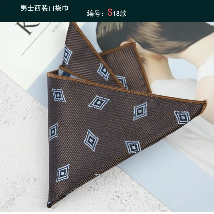 Maillard Men's Suit Pocket Towel Dress Chest Towel Retro Suit Coffee Pattern Small Square Scarf Wedding Fashion 22*22cm