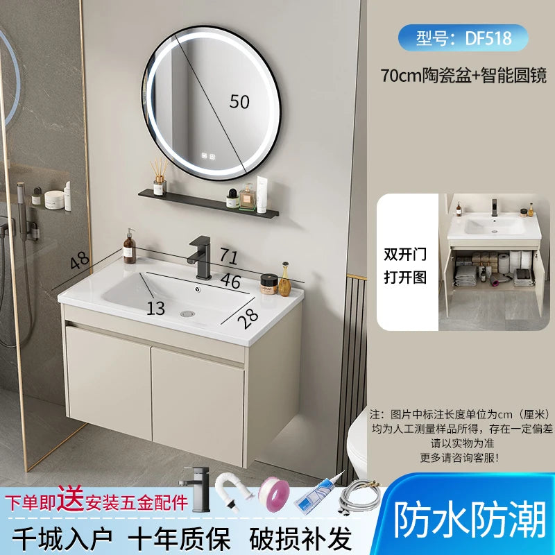 Wall Basin Bathroom Cabinet Set Sink Mirrors Shelves Bathroom Cabinets Storage Organizer Mobile Bagno House Accessories
