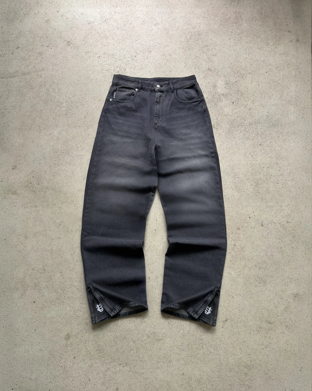 High street coated micro-flare jeans American retro heavy industry men and women black gothic retro casual loose jeans