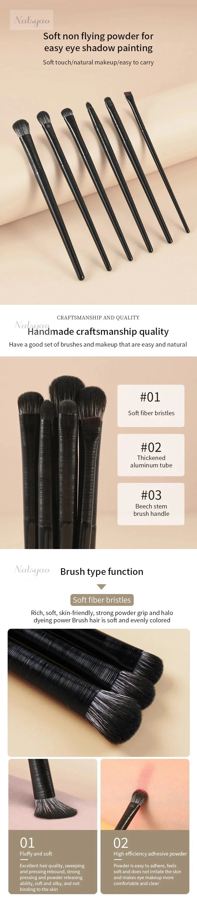 Makeup Brushes Set for Eyes – Natural Eyeshadow, Eyebrow, Contour, Eyeliner & Detail Blending Tools