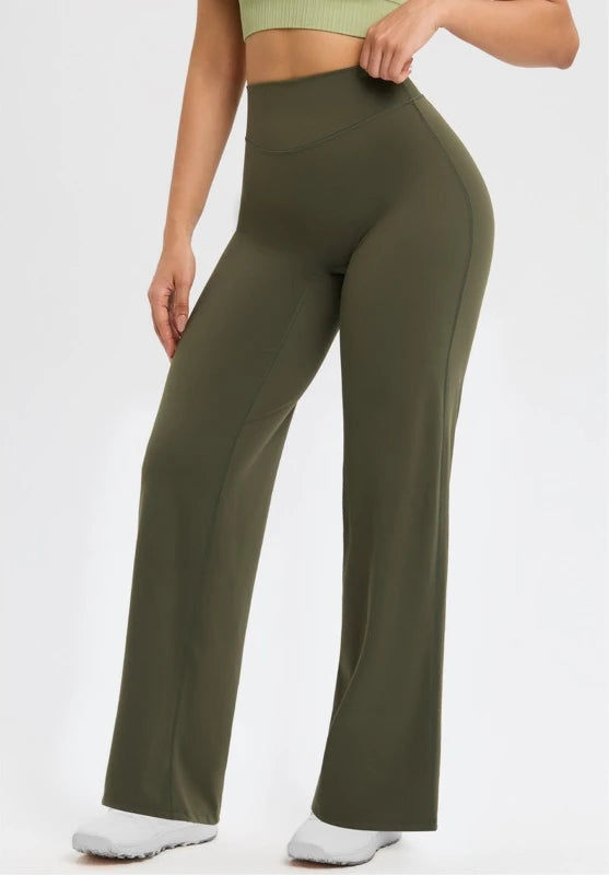 2026 C-B Women High Waist V Back Scrunch Straight Leg Yoga Pants Naked Feel Tummy Control Stretch Gym Pilates Sports Trousers