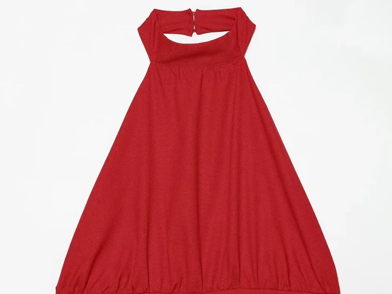 Women's Red Pants Sets Sexy Halter Backless Ruched Crop Tank Top Suit Elegant Female 2 Piece Sets Summer Woman New Matching Sets