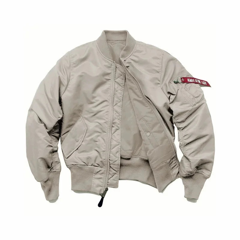 American Style Thickened Baseball Uniform Autumn Winter Army Green MA-1 Bomber Jacket Plus Size Stand Collar Work Jacket For Men