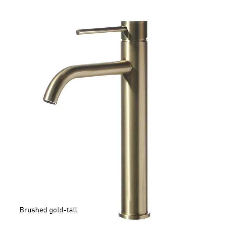 Brushed Gold Bathroom Basin Faucet Cold And Hot Mixer Water Tap Deck Mounted Single Hole & Handle Tall Style Brushed Rose Gold