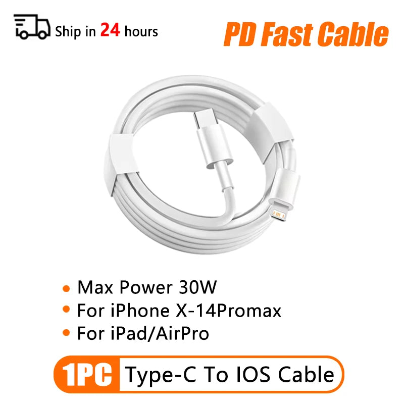 PD 60W USB C to Type C Fast Charging Cable for  iPhone 11 13 14 15 16 Pro Max 12 Mini 6 7 8 Plus XS XR iPad USB A MFi Certified