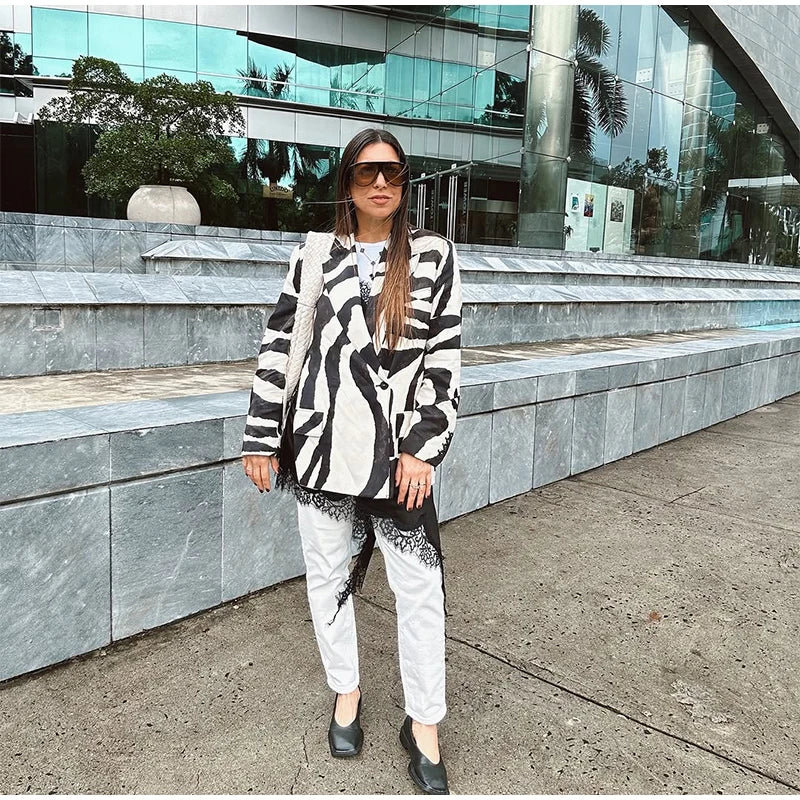 Women Red Fashion Blazer Jacket Lapel Collar Single Button Long Sleeve Loose Casual Coats Oversized Autumn Winter Street Outwear