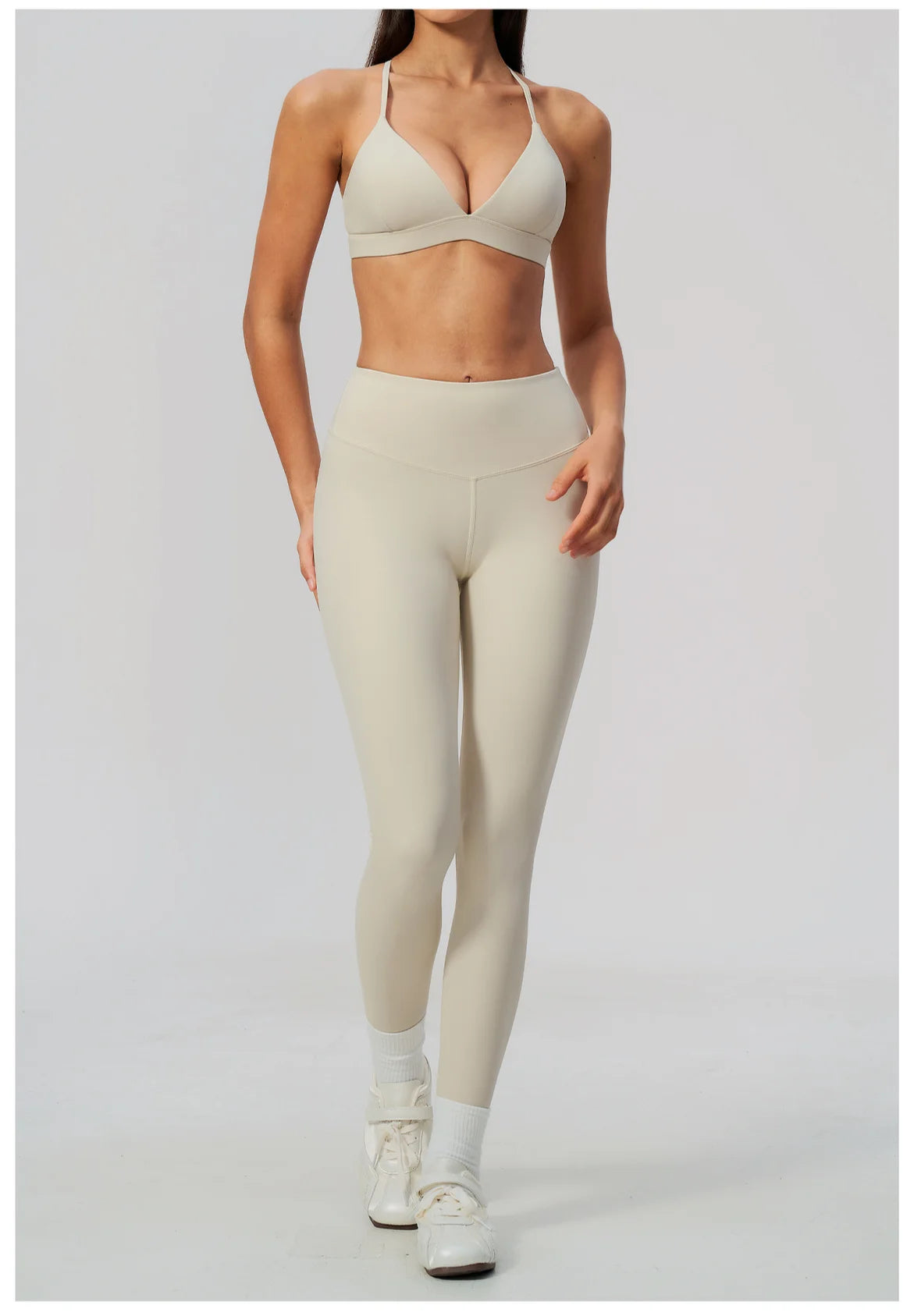 Woman Yoga Set Fitness Suit 2PCS Gym Clothing Running Workout Sportswear Outfit Tracksuit Set V Neck Cross Back High Waist Pants