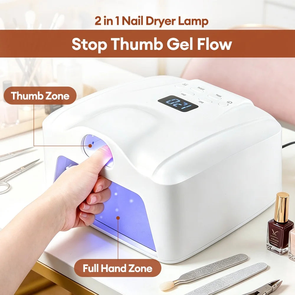 2 IN 1 Nail Lamp Single Toe Single Finger Gel Nail Curing Lamp Full Hand Fast Drying LED Light Nail Dryer Auto Sensor Dual Lamp