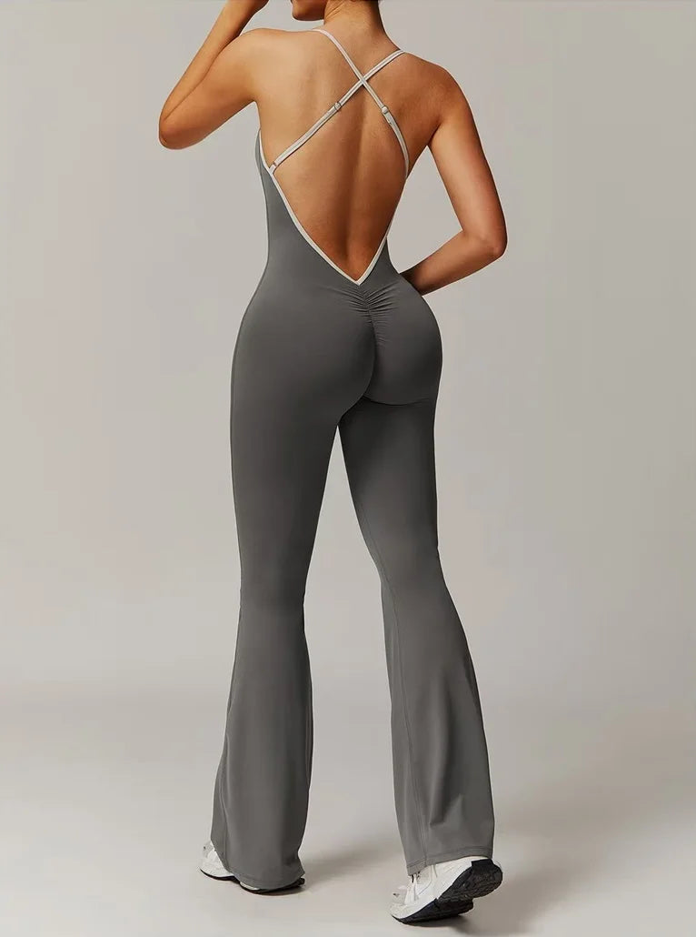 Summer Sport Yoga Jumpsuit Dance Traning Bell Bottoms One-Piece Clothes for Women  Sport Set Women Workout Clothes for Women