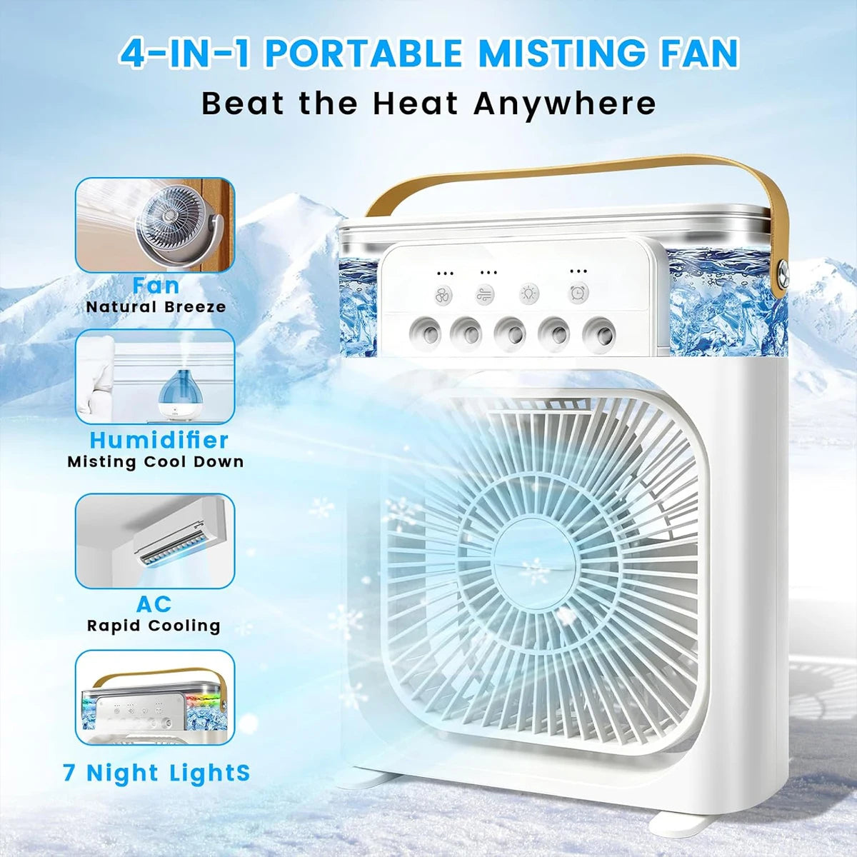 Three-in-one Fan Air Conditioner Portable Spray Mini Fans Rechargeable Outdoor Mist Electric Home Handy Desk Humidifier Cooling