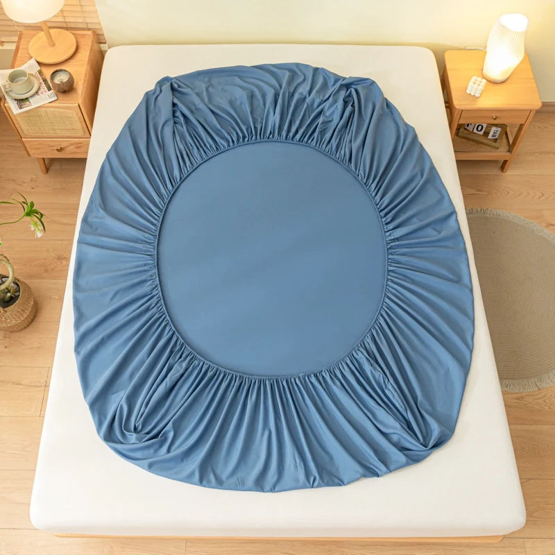 Fitted Bed Sheet with Elastic Band Solid Color Soft Mattress Cover for Single Double King Queen Bed 90/120/140/150/160/180x200cm
