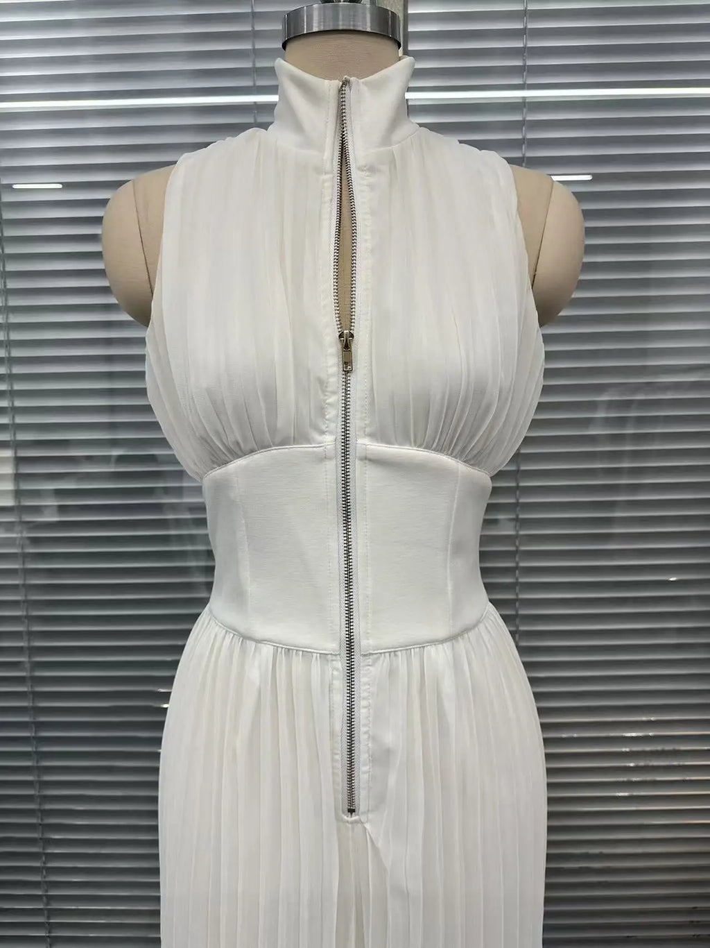 Spring Summer Women White Ruched Halter Jumpsuit Playsuit Wide Leg Romper