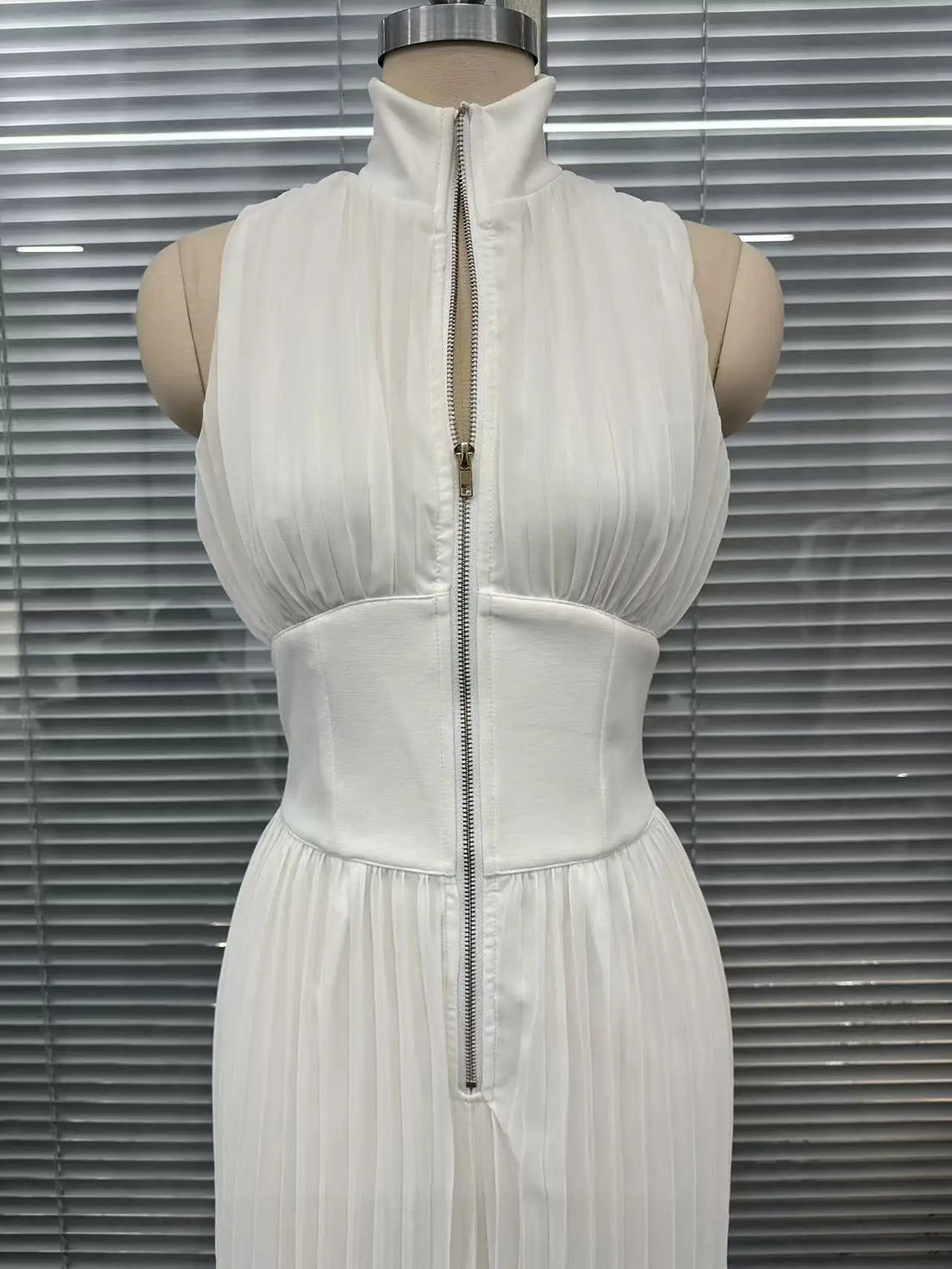 Spring Summer Women White Ruched Halter Jumpsuit Playsuit Wide Leg Romper