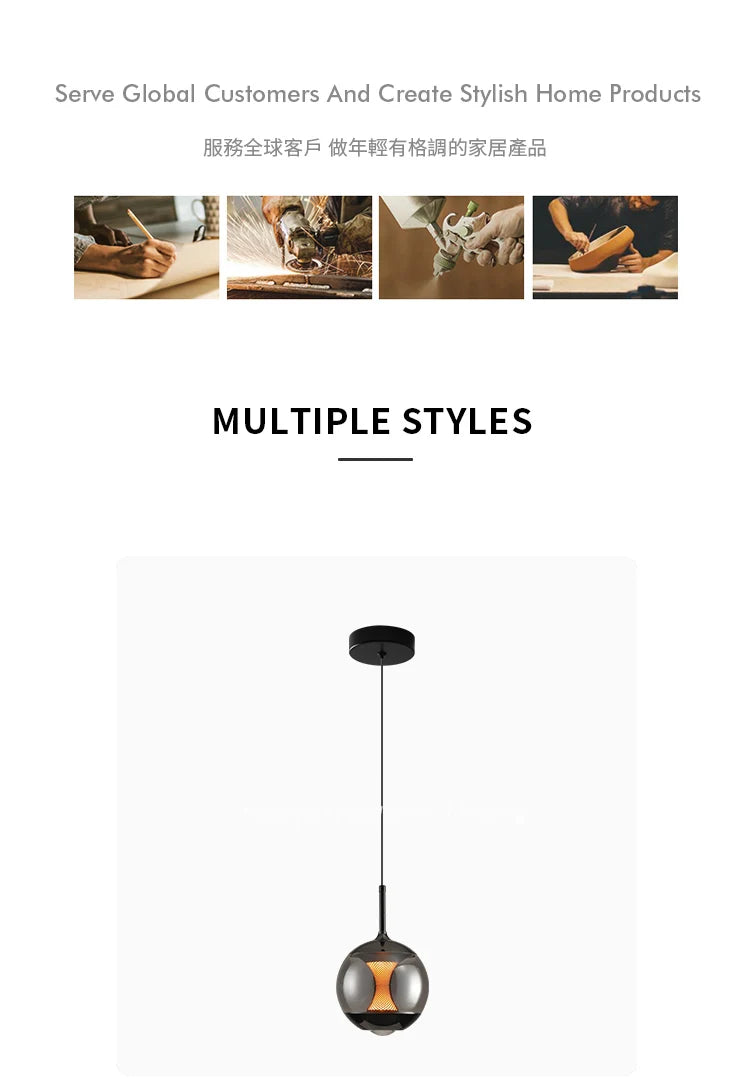 Glass Pendant Light Modern Dining Room Table Afterglow Sunset Lamp Entryway Balcony Round Table Bedroom Bedside Sleep Chandelier