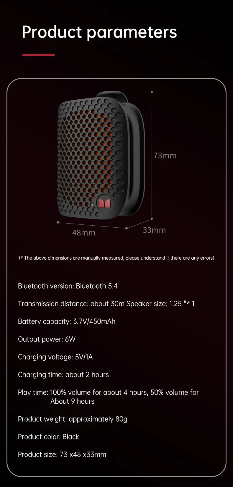 Mini Outdoor Speaker M3 TWS Stereoscopic Wireless Touch Speaker Lightweight Bluetooth 5.4 Magnetic Clip Sports Music Player
