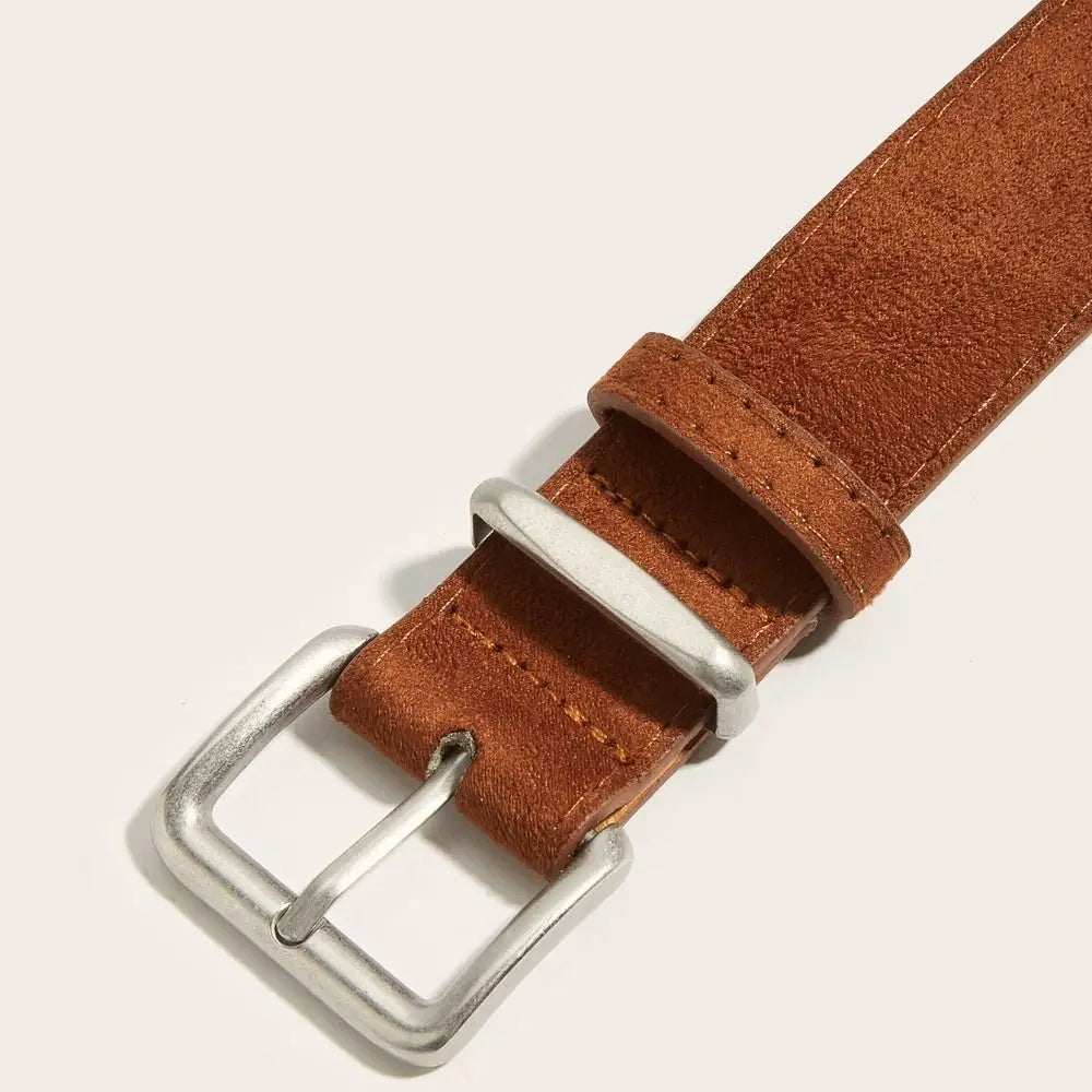 Maillard Style Suede Leather Wide Belt Trendy Luxury Design Business Waist Strap Versatile Casual Trouser Dress Belts Gifts